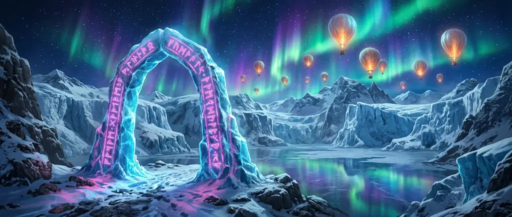 Glowing glacial festival entrance